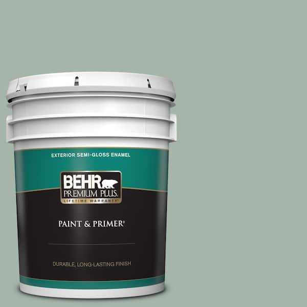 BEHR PREMIUM PLUS 5 gal. #PMD-100 Aquatone Semi-Gloss Enamel Exterior Paint & Primer