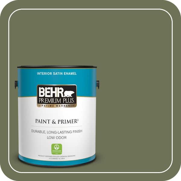BEHR PREMIUM PLUS 1 gal. #MQ6-53 Herb Cornucopia Satin Enamel Low Odor Interior Paint & Primer