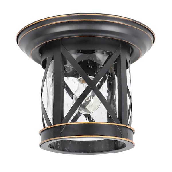 Unbranded Imperial Black 1 Light Outdoor Ceiling Mounted Flush Mount Light
