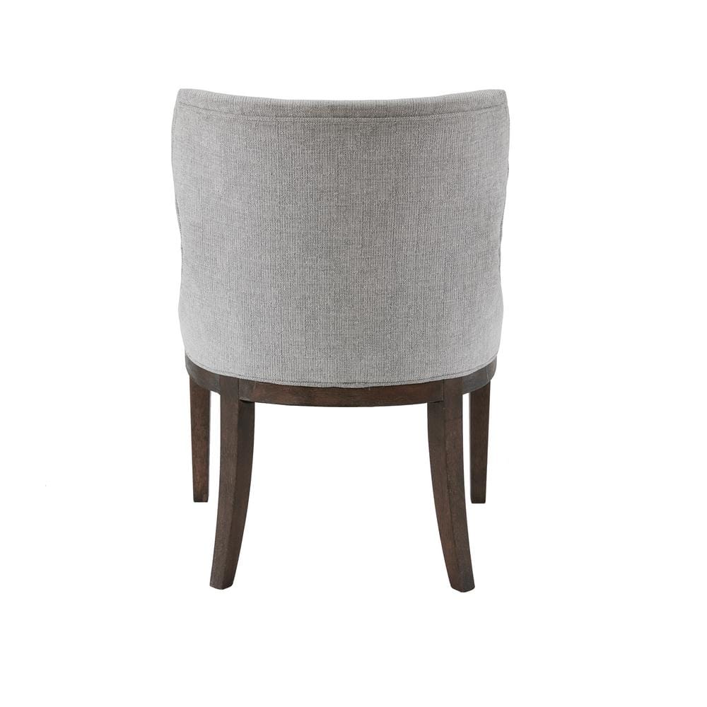 Set of 2 Gray Upholstered Walnut Dining Side Chairs