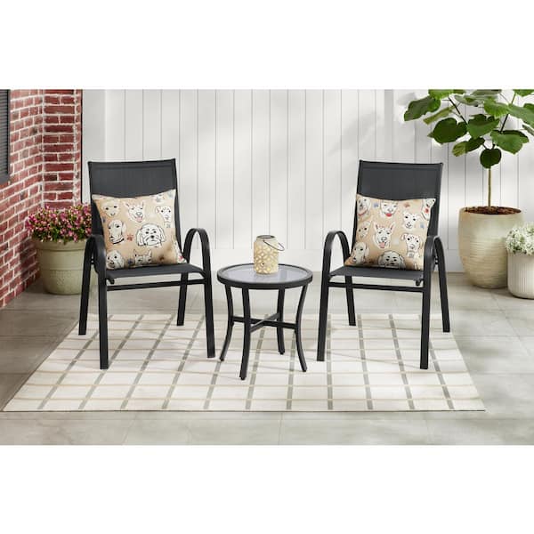 Black Round 18in Outdoor Accent Table