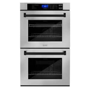 Autograph Edition 30 in. Double Electric Wall Oven with True Convection and Matte Black Handle in Stainless Steel