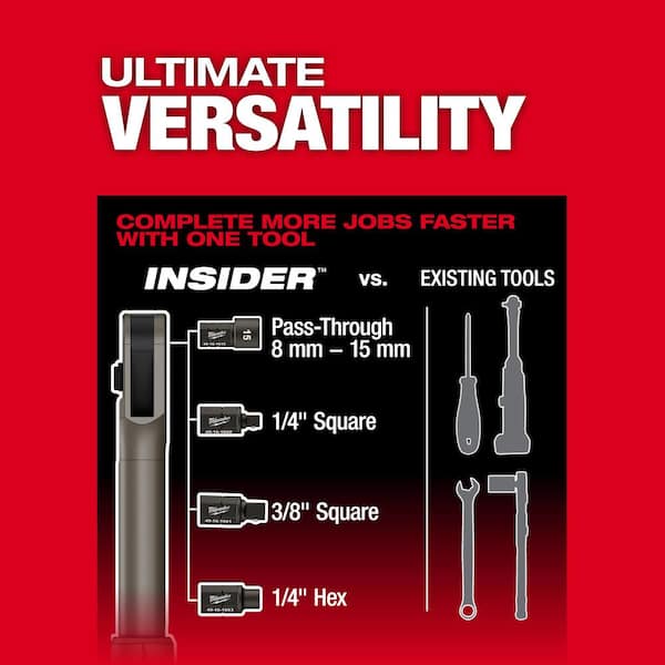Milwaukee - M12 12V FUEL 1/4 in.-3/8 in. Lithium-Ion INSIDER Extended Reach Box Cordless Ratchet Kit w/6 Pt Impact Socket Set
