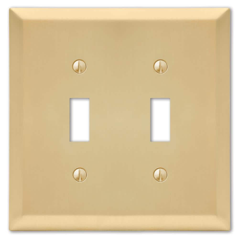 Satin Brass 2-Gang Stamped Steel Toggle Wall Plate