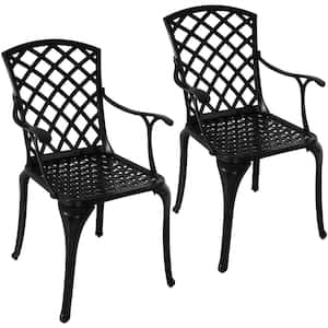 Crossweave Black Cast Aluminum Patio Dining Chair Set (2-Piece)