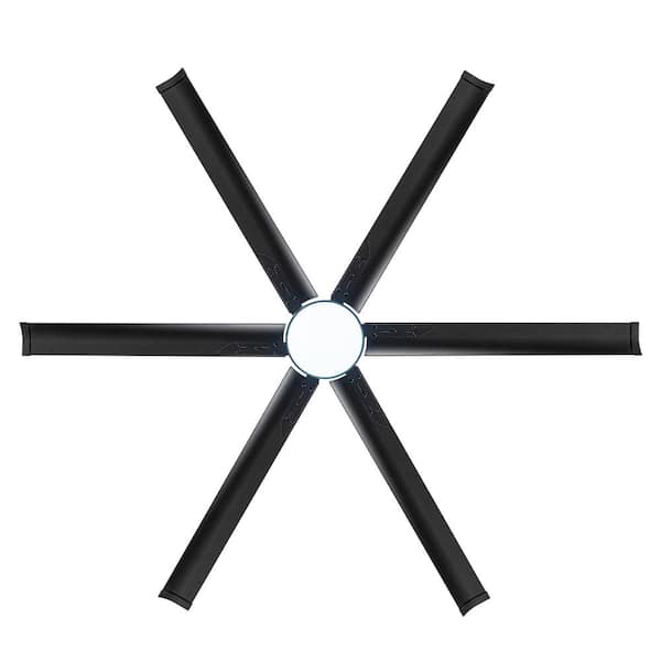 72 in. Indoor Matte Black Large Downrod Ceiling Fan with Adjustable White Integrated LED with 6-Black Blade and Remote