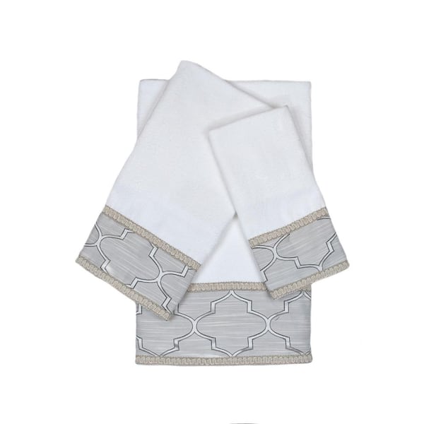 Unbranded Stanton 3-Piece White Floral Bath Towel Set