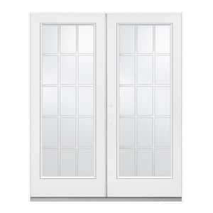 JELD-WEN 72 in. x 80 in. Primed Fiberglass Right-Hand Inswing 15 Lite ...