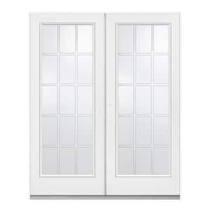72 in. x 80 in. Primed Fiberglass Right-Hand Outswing 15 Lite Glass Stationary/Active Patio Door