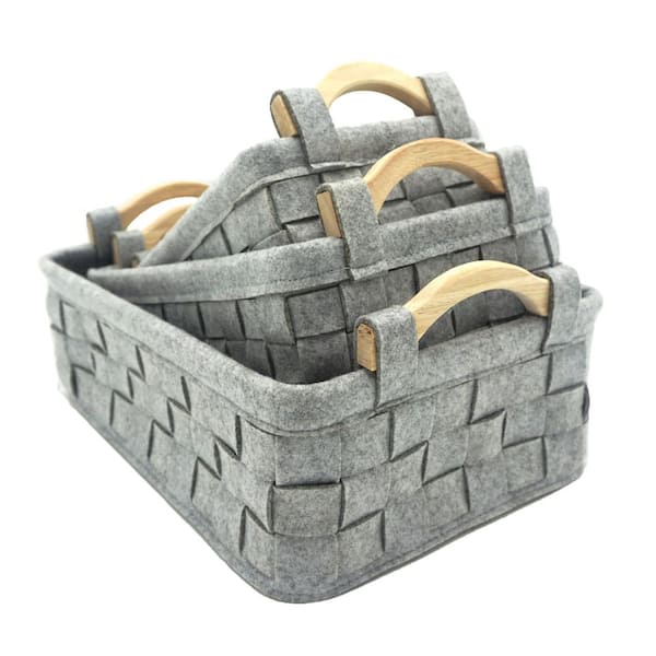 3-Piece Felt Bin Nesting Basket Set by Handcrafted 4 Home 