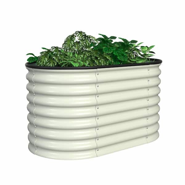 4 ft. x 2 ft. x 2 ft. Galvanized Steel Raised Garden Bed Planter Box Outdoor, Pearl White