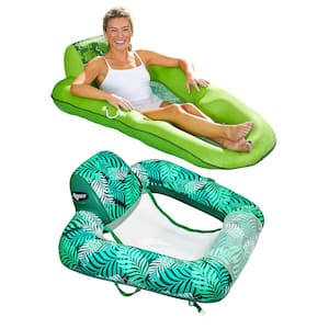 Green and Light Green Luxury Water Lounger with Headrest and Zero Gravity Chair Lounger