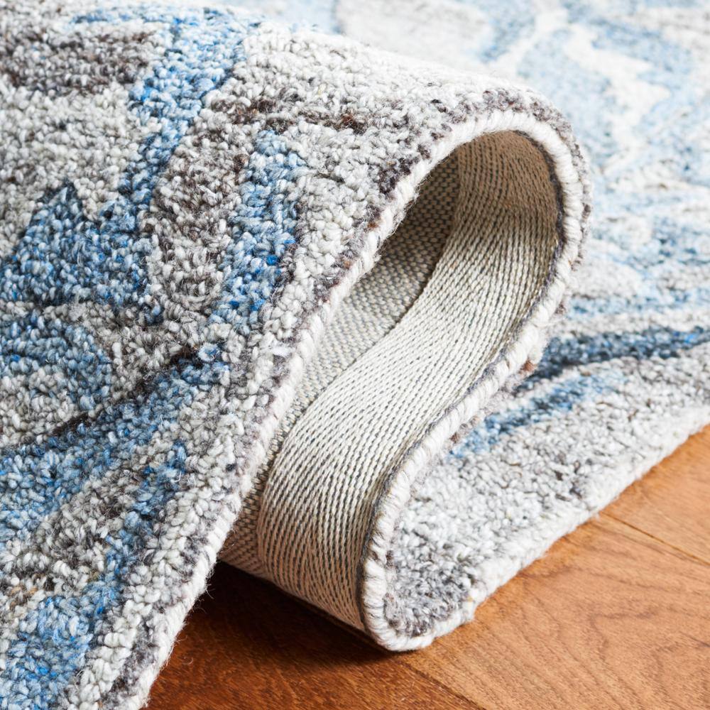 Hand-Tufted Grey and Blue Wool Round Area Rug