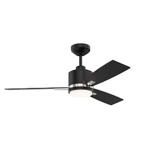 Nuvel 42 in. Indoor Black and Satin Nickel Standard Ceiling Fan with True White Integrated LED with Remote Included