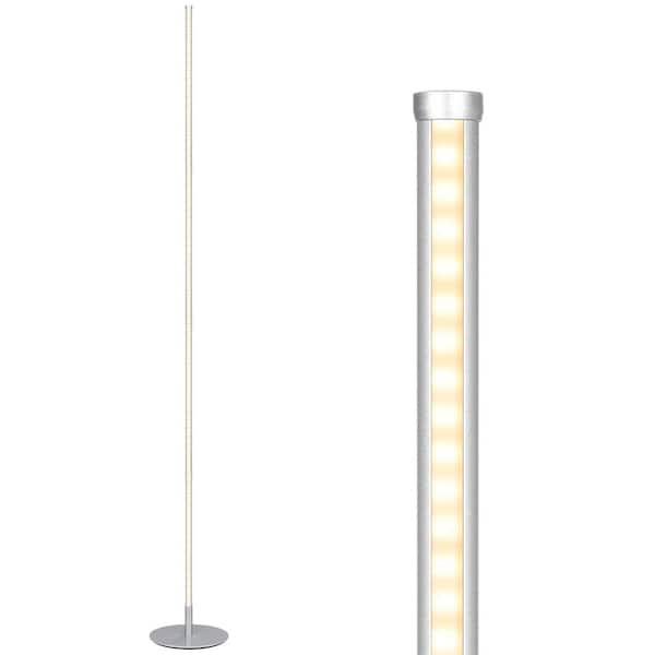 EDISHINE 57.5 in. Silver LED Dimmable Standing Floor Lamp for Living Room