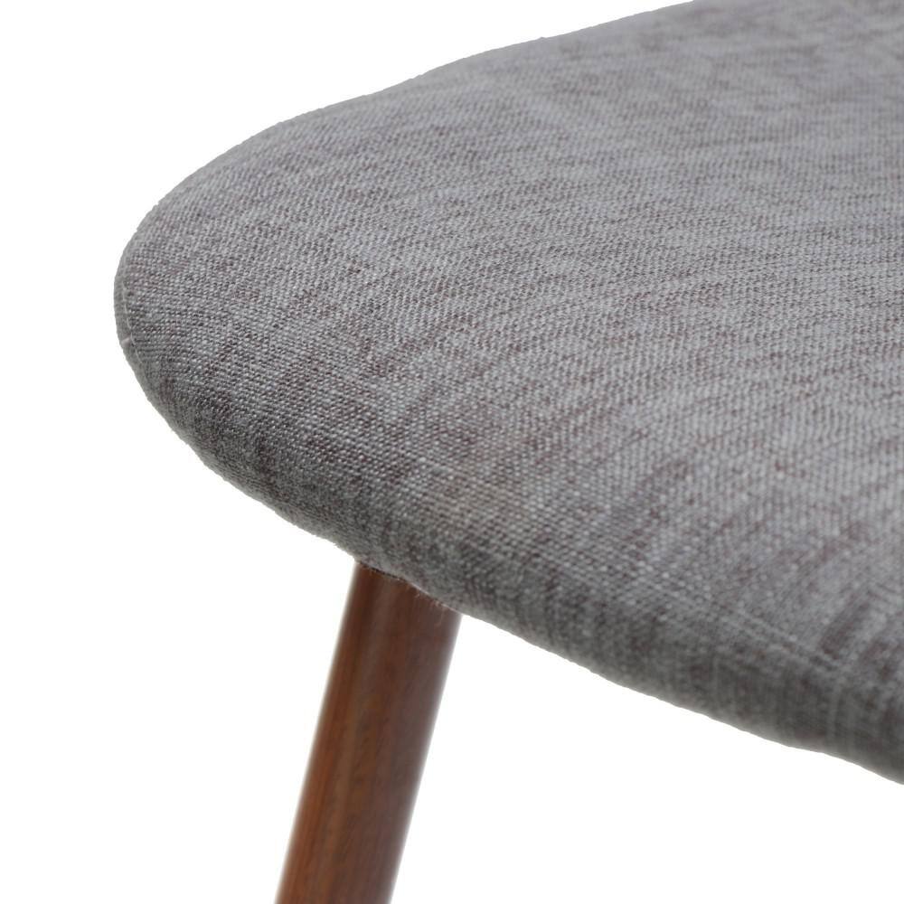 Elegant Mid-Century Modern Dining Chairs in Light Grey with Dark Walnut Iron Legs, Set of 2