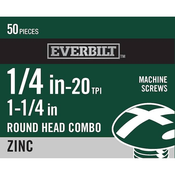 Everbilt 1/4 In.-20 X 1-1/4 In. Combo Round Head Zinc Plated Machine ...