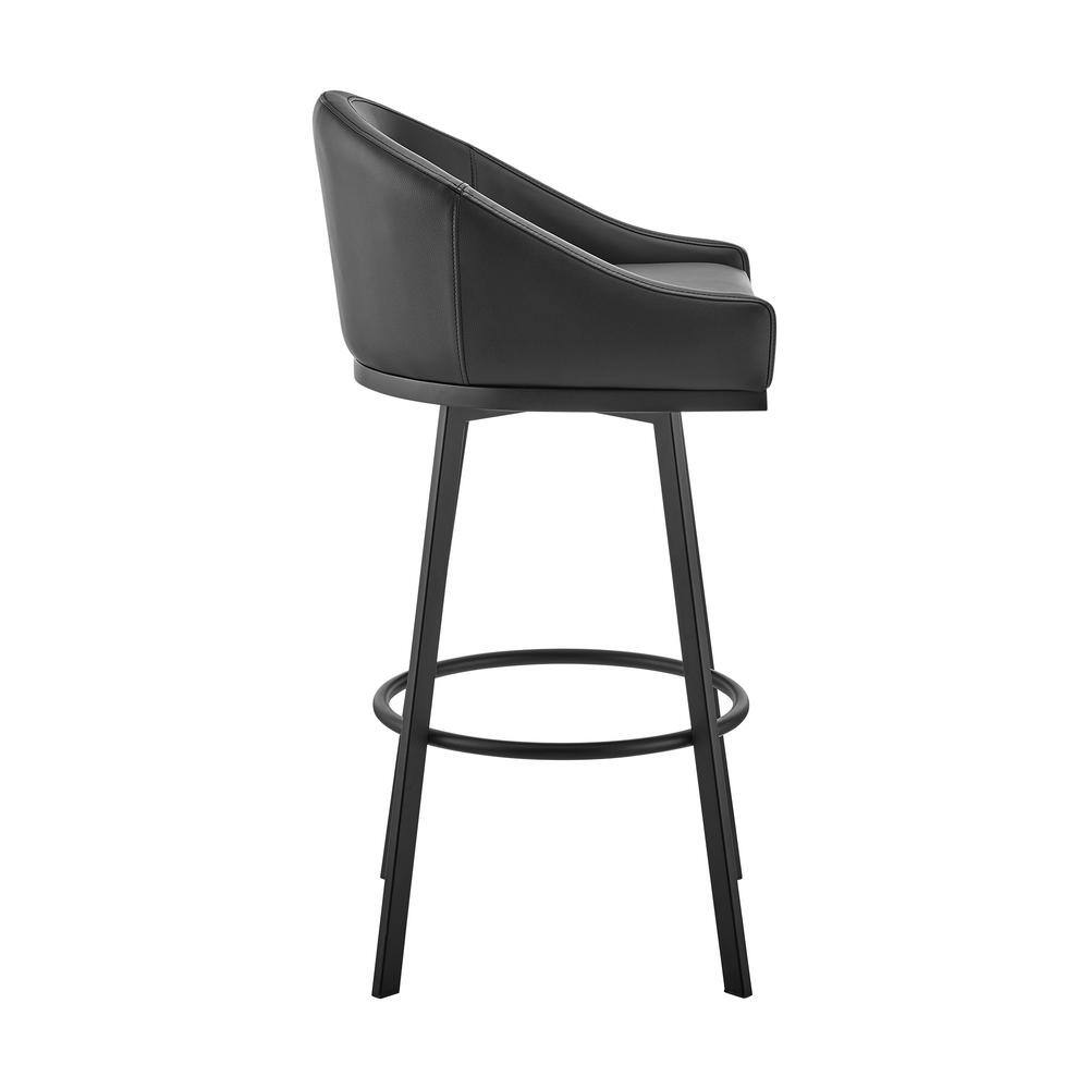 Noran Black Faux Leather Adjustable Swivel Counter Stool