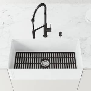 32 in. x 15 in. Silicone Bottom Grid for 36 in. Single Bowl Kitchen Sink in Matte Black