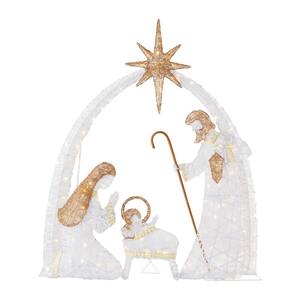 5.5 ft Warm White LED Nativity Set Holiday Yard Decoration