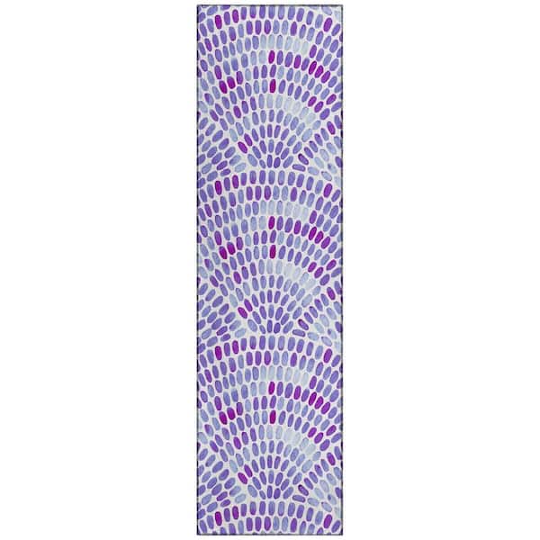 Surfside 2 ft. 3 in. x 7 ft. 6 in. Purple Geometric Indoor/Outdoor Area Rug