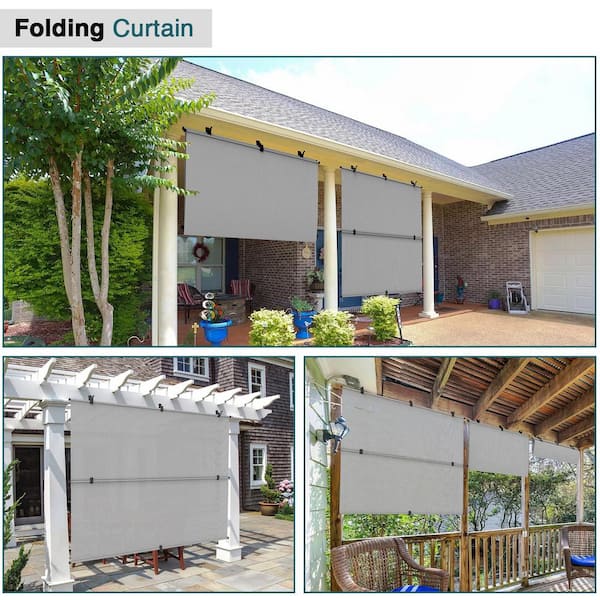 4 ft. x 6 ft. Light Gray Cordless Fold Shade Blind Sun Shade, UV Blockage for Patio Porch Backyard Gazebo Deck Balcony