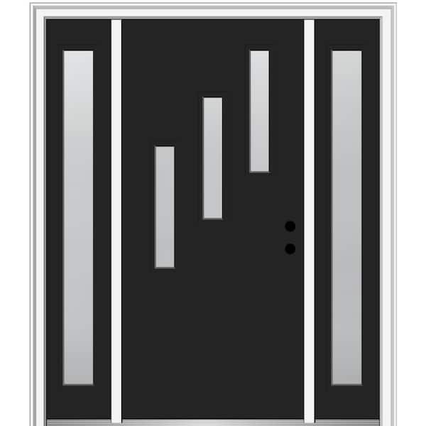 MMI Door 64.5 in. x 81.75 in. Davina Left-Hand Inswing 3-Lite Frosted Modern Painted Steel Prehung Front Door with Sidelites