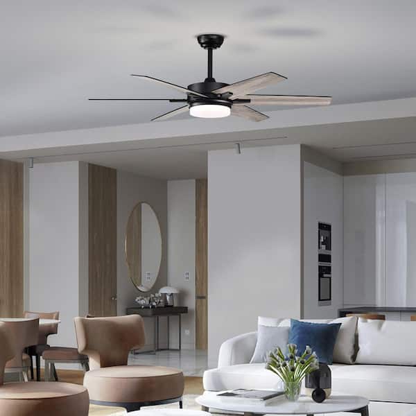 Edvivi 52 in. Integrated LED Indoor Matte Black 6-Blade