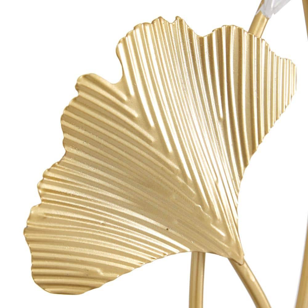 Staggered Ripple Leaf Fans Metal Table Sculpture in White & Gold
