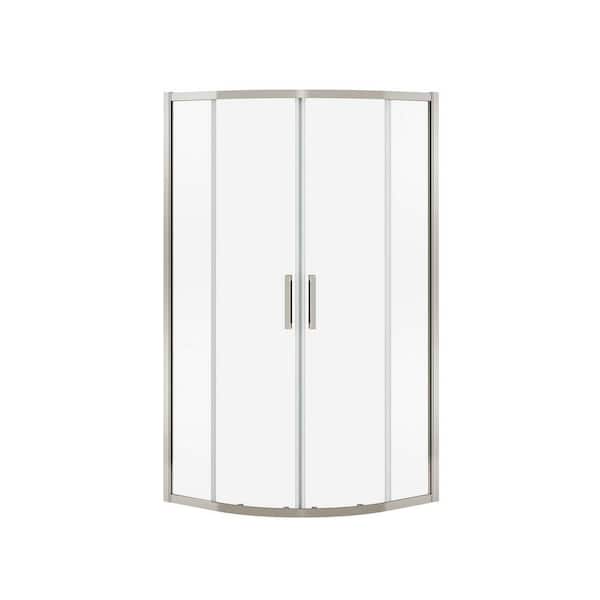 Radia 40 in. x 40 in. x 71-1/2 in. Frameless Neo-Round Sliding Shower Door with Clear Glass in Brushed Nickel