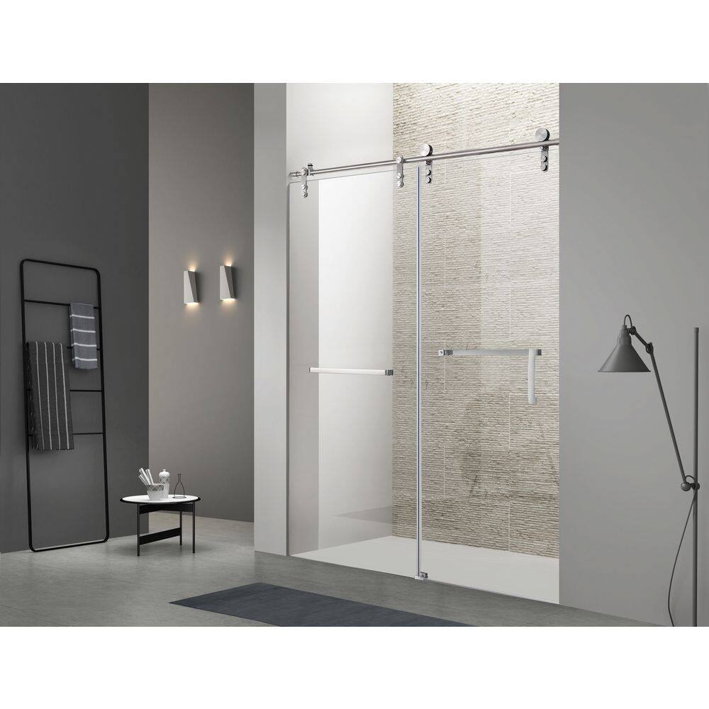 60 in. W x 76 in. H Single Sliding Frameless Shower Door in Chrome with 5/16 in. Tempered Glass price history on PriceWatchPro