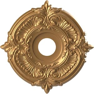 16" O.D. x 3-1/2" I.D. x 1" P Attica Thermoformed PVC Ceiling Medallion (Fits Canopies up to 5-5/8") in Bright Coat Gold