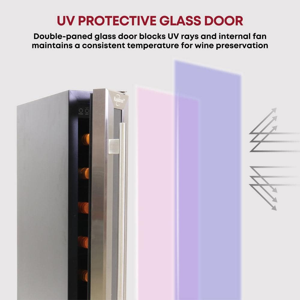 Slim Stainless Steel Built-In Wine Cooler with Interior Lighting