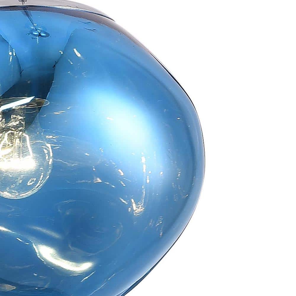 Contemporary Chrome & Blue Orb Acrylic 11" Globe Pendant Light