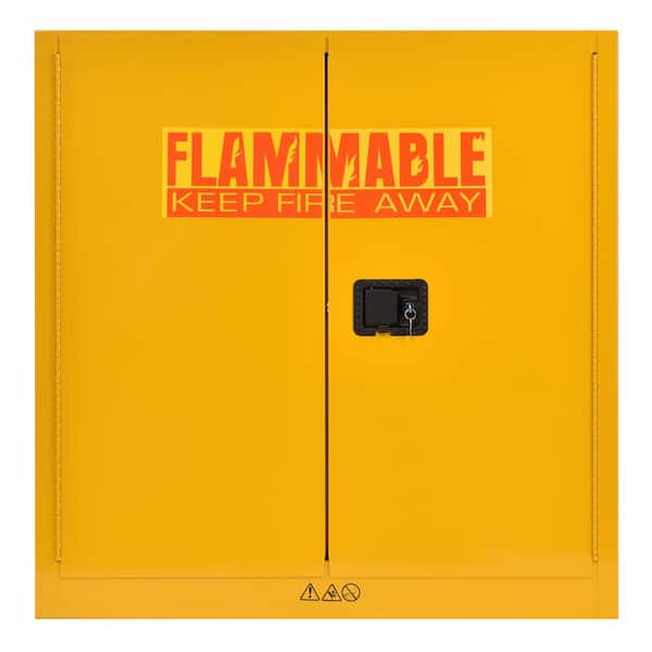 Sandusky 43 in. W x 44 in. H x 18 in. D 2-Shelf Steel Freestanding Garage Storage Flammable Safety Cabinet in Yellow