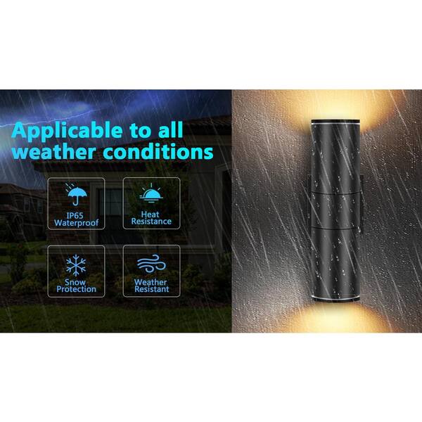 HKMGT Black Dusk to Dawn Outdoor Hardwired Cylinder Wall Lantern