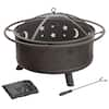 Pure Garden 30 in. Round Steel Star and Moon Firepit with Cover M150018 ...