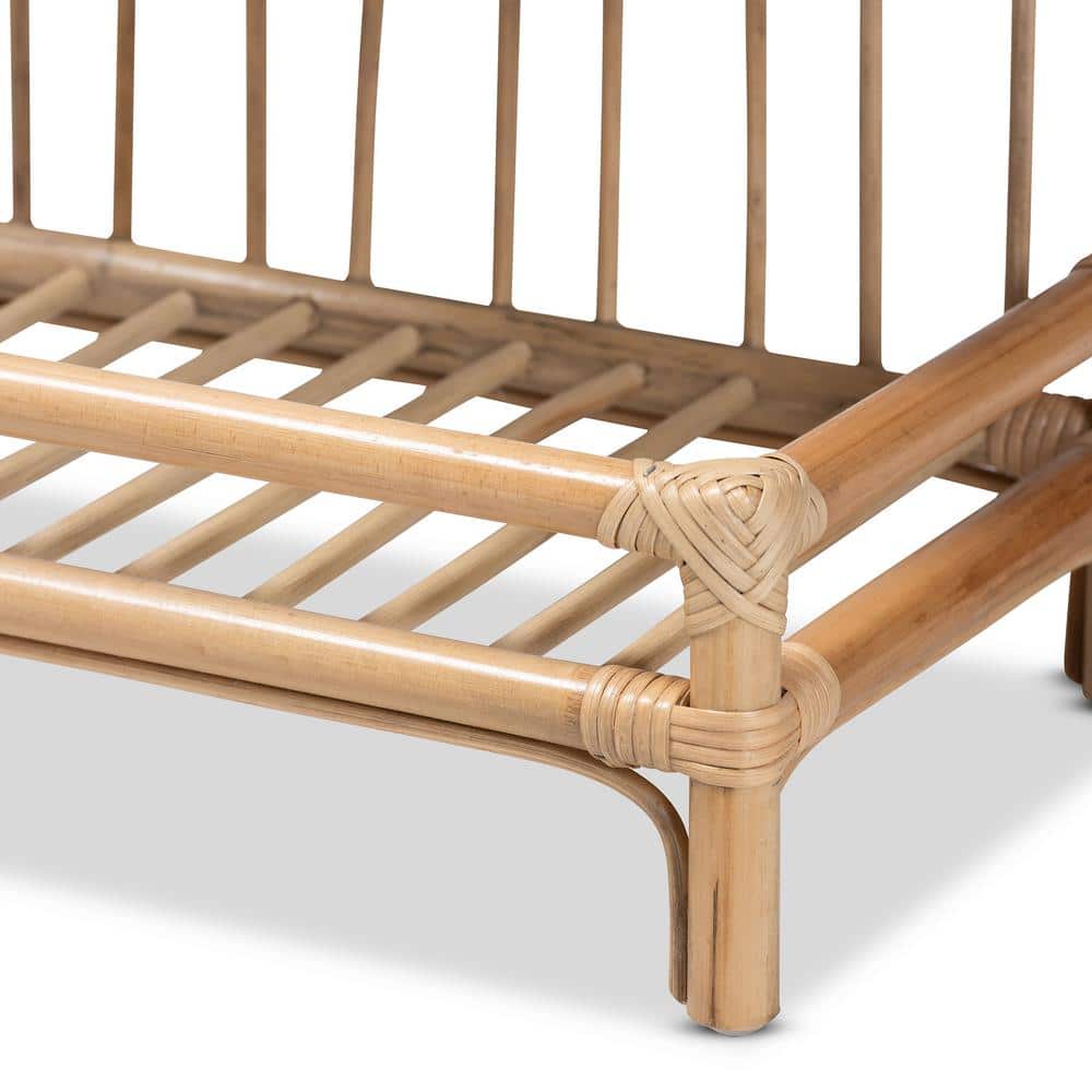 Natural Brown Rattan 2-Tier Display Shelf
