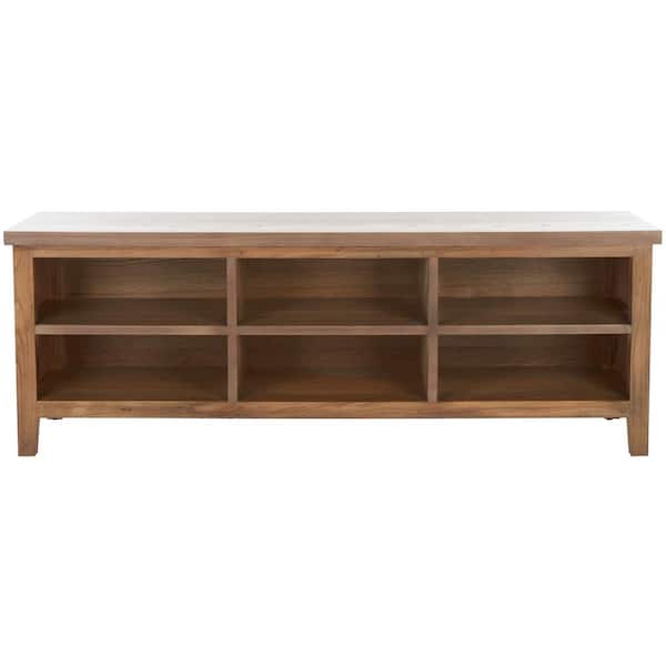 SAFAVIEH Sadie 17.71 in. Oak Wood 6-Shelf Etagere Bookcase with Drawers