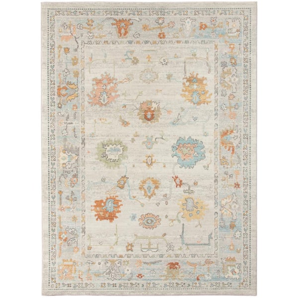 Amer Rugs Bohemian 2x3 Area Rug Beige Polypropylene Rectangle Low Pile Bordered Pattern Rugs for Living Room Dining Room Bedroom