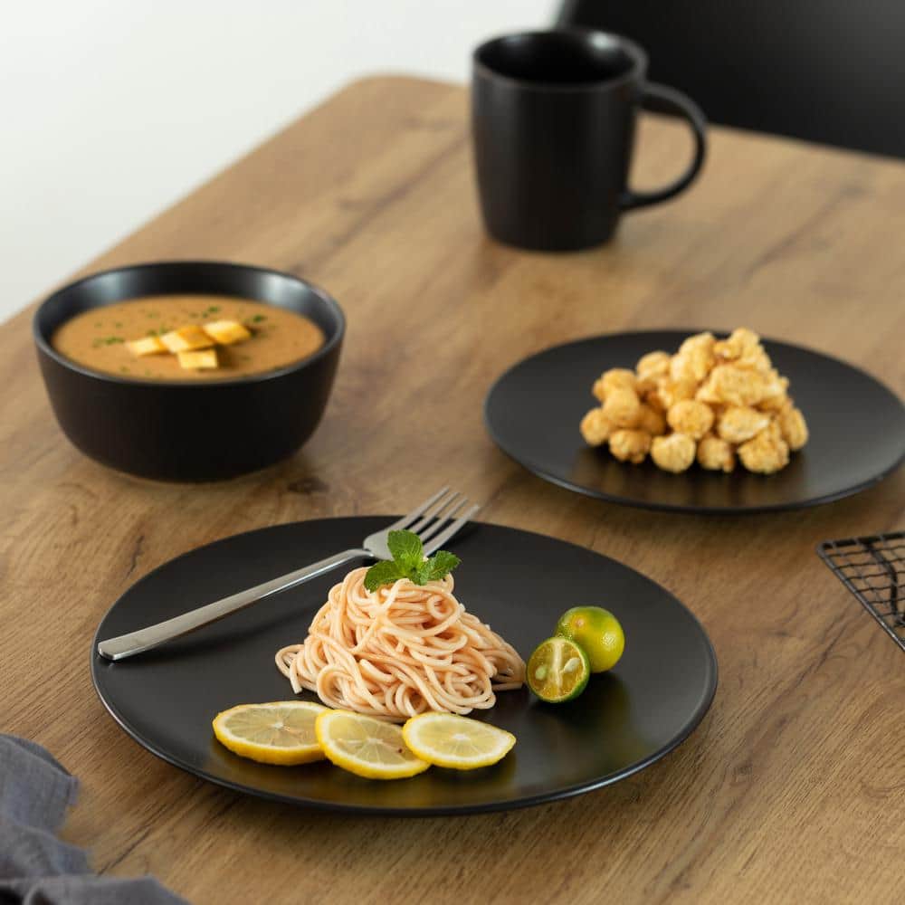 Black Ceramic 32-Piece Dinnerware Set for 8