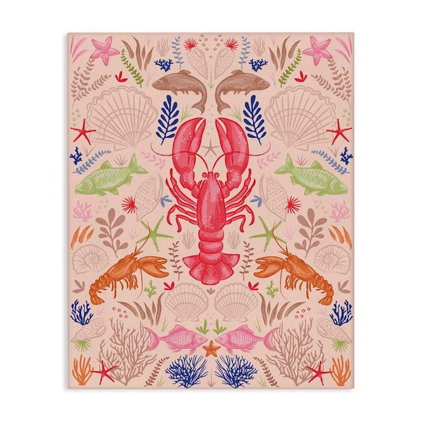 Symmetrical Sea Life by Lisa Perry Whitebutton Unframed Coastal Graphic Art Print 40 in. x 30 in.
