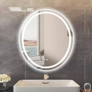 24 in. W x 40 in. H Oval Frameless LED Light Anti Fog Wall Bathroom Vanity Mirror in Backlit Plus Front Lighted