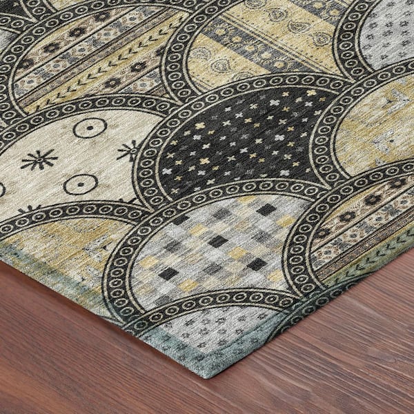 Chantille Machine Washable Indoor/Outdoor Abstract ACN2863 Black 2 ft. x 3 ft. Accent Rug