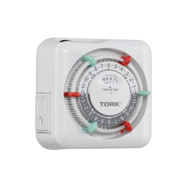 TORK 15 Amp 24-Hour Indoor Plug-In Heavy Duty Appliance Timer with 2-Outlet Receptacles, White