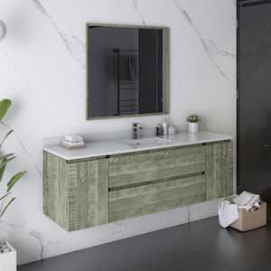 Formosa 60 in. W x 20 in. D x 20 in. H White Single Sink Bath Vanity in Sage Gray with White Vanity Top and Mirror