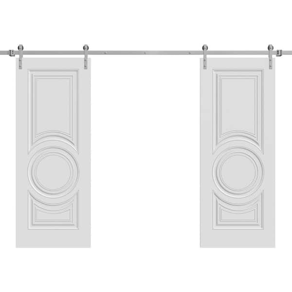 7855 36 in. x 80 in. Sold Core White Enamel Color Wood Sliding Barn Door with Hardware Kit