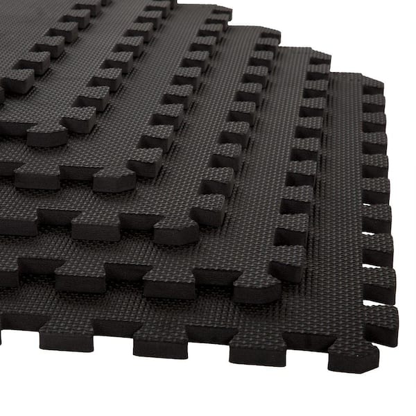 Exercise Puzzle Mat Black 24 in. x 24 in. x 0.5 in. EVA Foam Interlocking  Anti-Fatigue Exercise Tile Mat (6-Pack)