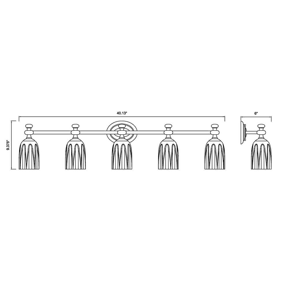 Orion Brushed Nickel 5-Light Vanity with Opal Glass Shades