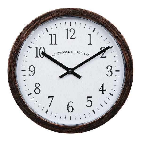 La Crosse Clock 9.80 In. Oil-Rubbed Bronze Quartz Analog Wall Clock with Hidden compartment